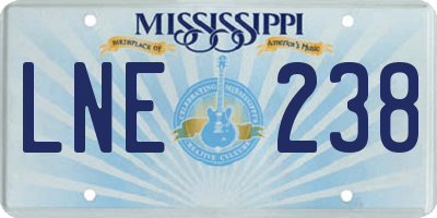 MS license plate LNE238