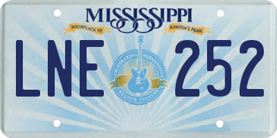 MS license plate LNE252