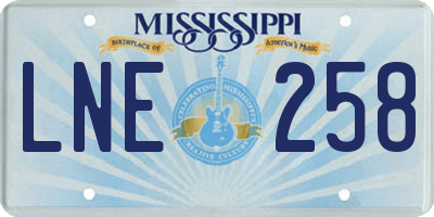 MS license plate LNE258