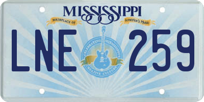 MS license plate LNE259