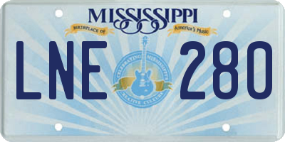 MS license plate LNE280