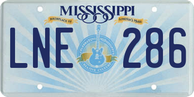 MS license plate LNE286