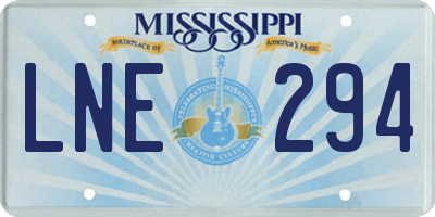 MS license plate LNE294