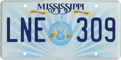 MS license plate LNE309