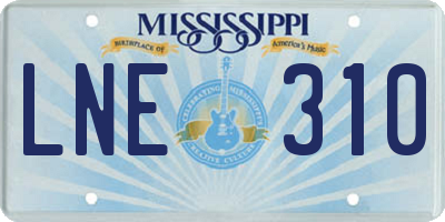 MS license plate LNE310
