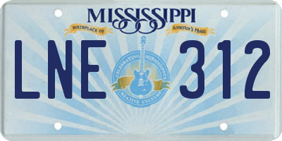 MS license plate LNE312