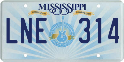 MS license plate LNE314