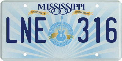 MS license plate LNE316