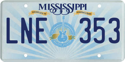 MS license plate LNE353