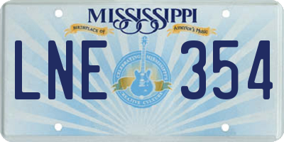 MS license plate LNE354