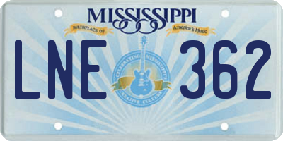 MS license plate LNE362