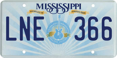 MS license plate LNE366