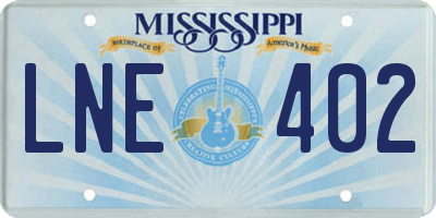 MS license plate LNE402