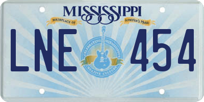 MS license plate LNE454