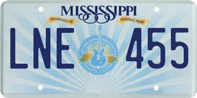 MS license plate LNE455