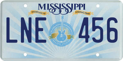 MS license plate LNE456