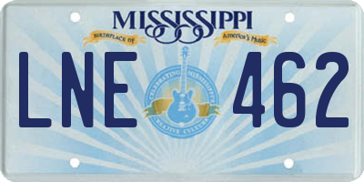 MS license plate LNE462