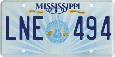 MS license plate LNE494