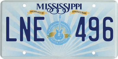 MS license plate LNE496