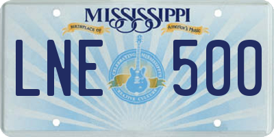 MS license plate LNE500