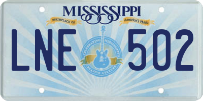 MS license plate LNE502