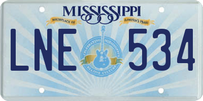 MS license plate LNE534
