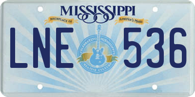 MS license plate LNE536