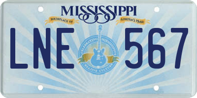 MS license plate LNE567
