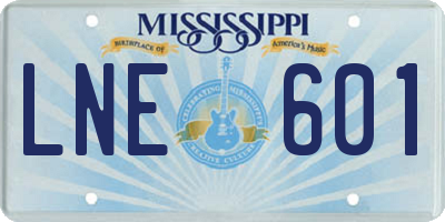 MS license plate LNE601