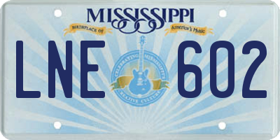 MS license plate LNE602