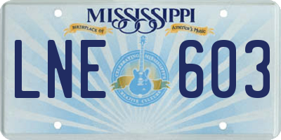 MS license plate LNE603