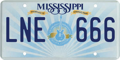 MS license plate LNE666