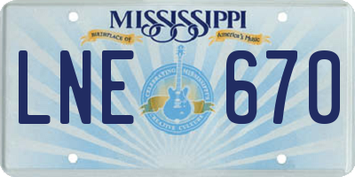 MS license plate LNE670