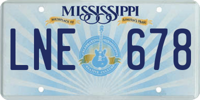 MS license plate LNE678