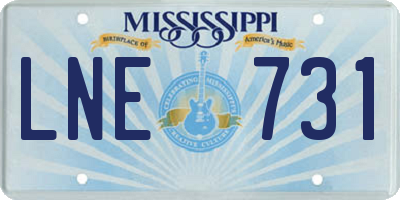 MS license plate LNE731
