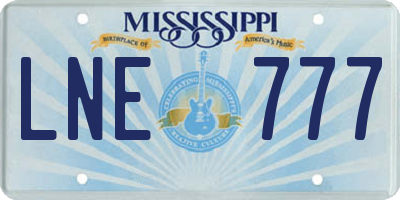 MS license plate LNE777