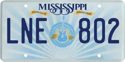 MS license plate LNE802
