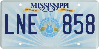 MS license plate LNE858