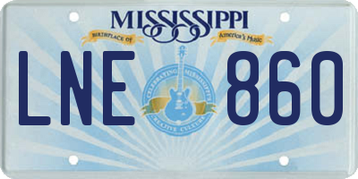 MS license plate LNE860