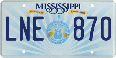 MS license plate LNE870