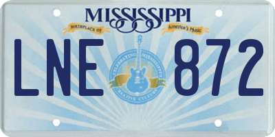 MS license plate LNE872