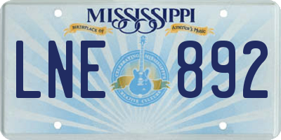 MS license plate LNE892