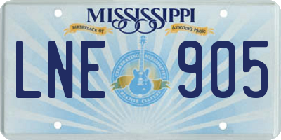 MS license plate LNE905