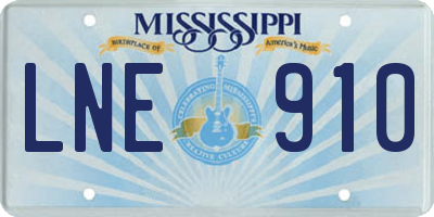 MS license plate LNE910