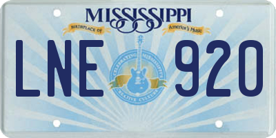 MS license plate LNE920