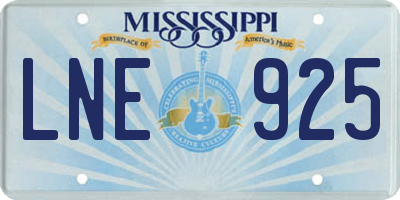 MS license plate LNE925