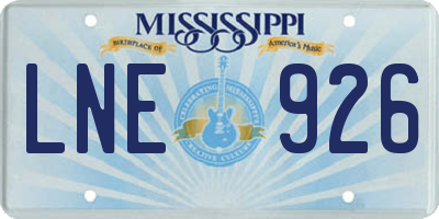 MS license plate LNE926