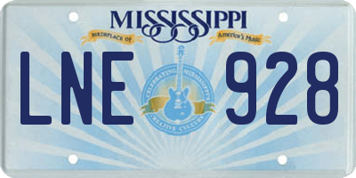 MS license plate LNE928