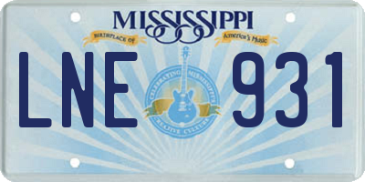 MS license plate LNE931