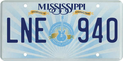 MS license plate LNE940